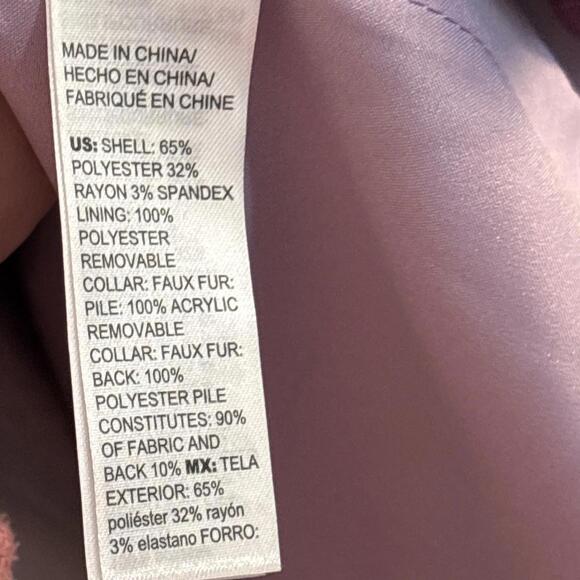 NWT White House Black Market Coat Womens Small Purple Removable Faux Fur Collar - Picture 14 of 16